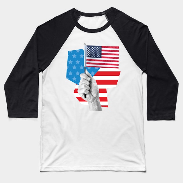 Hand Holding Flag Baseball T-Shirt by Just for Shirts and Grins